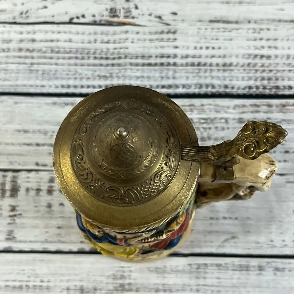 Vintage Ceramic German Beer Stein Swiss Music Box 9.5” Tall Working